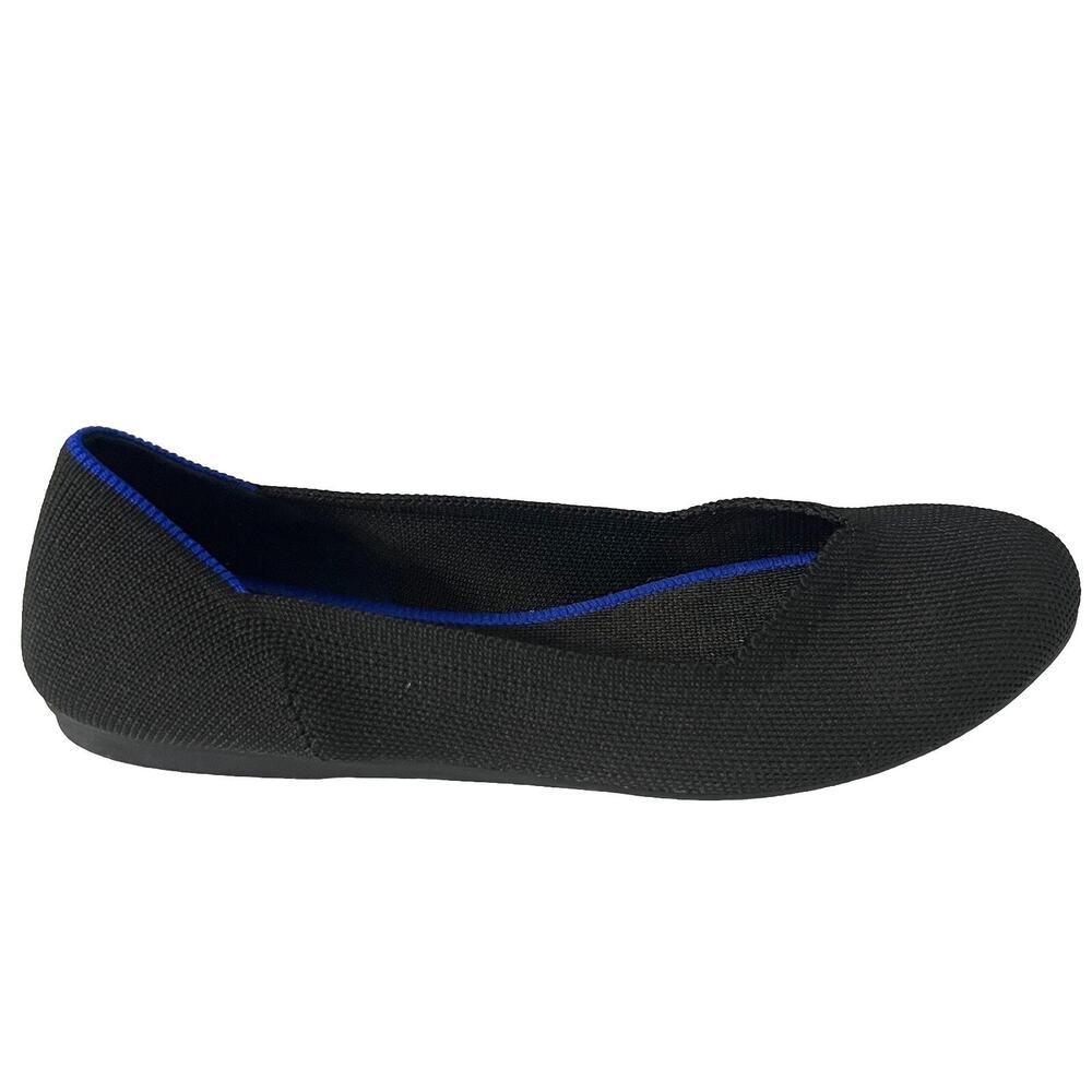 ROTHY’S The Flat Round Toe Ballet Shoes Black Knit Slip On Women's Size 8